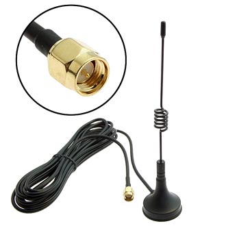 Антенна GSM GKT-433-3B3 29см (3 метра RG174) SMA P