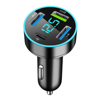 Зарядное устройство (авто-12V) USB на 2гн.+Type-CAU71A (QC3.0+20W,3000ma) (ШК9)