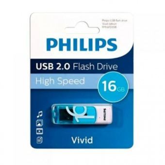 Флешка 16Gb Philips VIVID2.0 белый, синий
