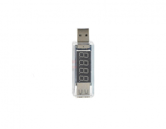 USB вольтметр + амперметр (прозрачный, прямой) (СК74)