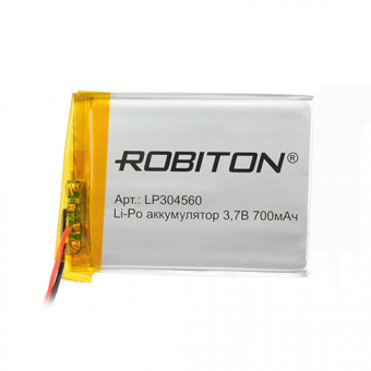 Аккумулятор литий-полимерный LP304560 3*45*60 (3.7В, 700mah, с защитой) Robiton (СК53)