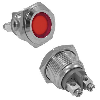 Индикатор антивандальный GQ16F-R, красный, M16, IP65 (Ь6)