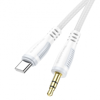 Аудиошнур штекер BOROFON BL14 ( TYPE-C - штекер Джек 3,5мм) 1м белый