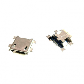 Гнездо micro-USB 5конт smd (среднее широкое крепление, 4 крепежа) тип1  (П6) (КР1-В9)