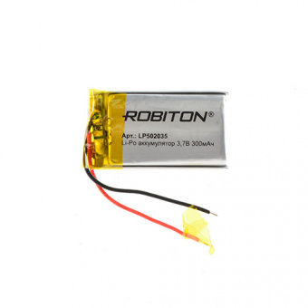 Аккумулятор литий-полимерный LP502035 5*20*35 (3.7В, 300mah, с защитой) Robiton (СК53)