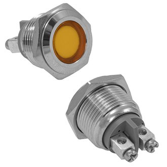 Индикатор антивандальный GQ16F-Y, желтый, M16, IP65 (Ь6)