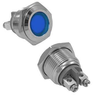 Индикатор антивандальный GQ16F-B, синий, M16, IP65 (Ь6)