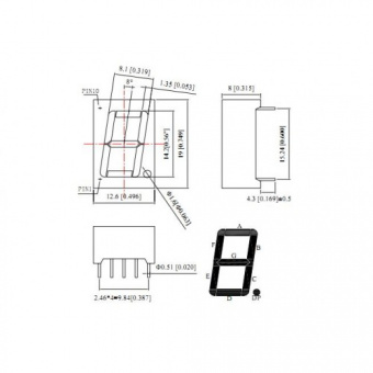 Индикатор цифровой 0.56'' 1-digit SMA5611AH (красный общ Катод/-) (Й14)